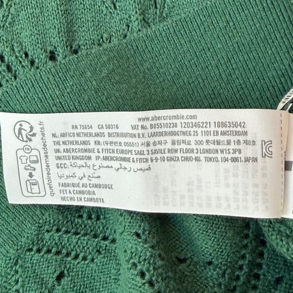 Abercrombie & Fitch Crochet Sweater Polo Large Tall Retro Preppy Knit Green - Picture 5 of 6